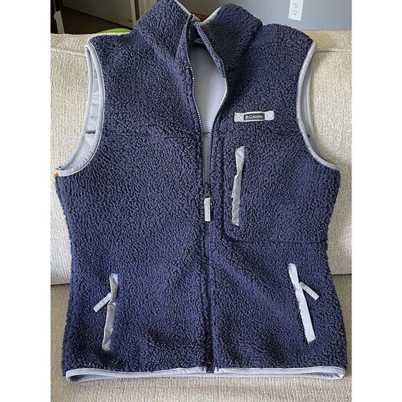 Columbia Vest Women’s Medium Sherpa Blue Fleece Full Zip Gorpcore Hiking Camping - Picture 1 of 10